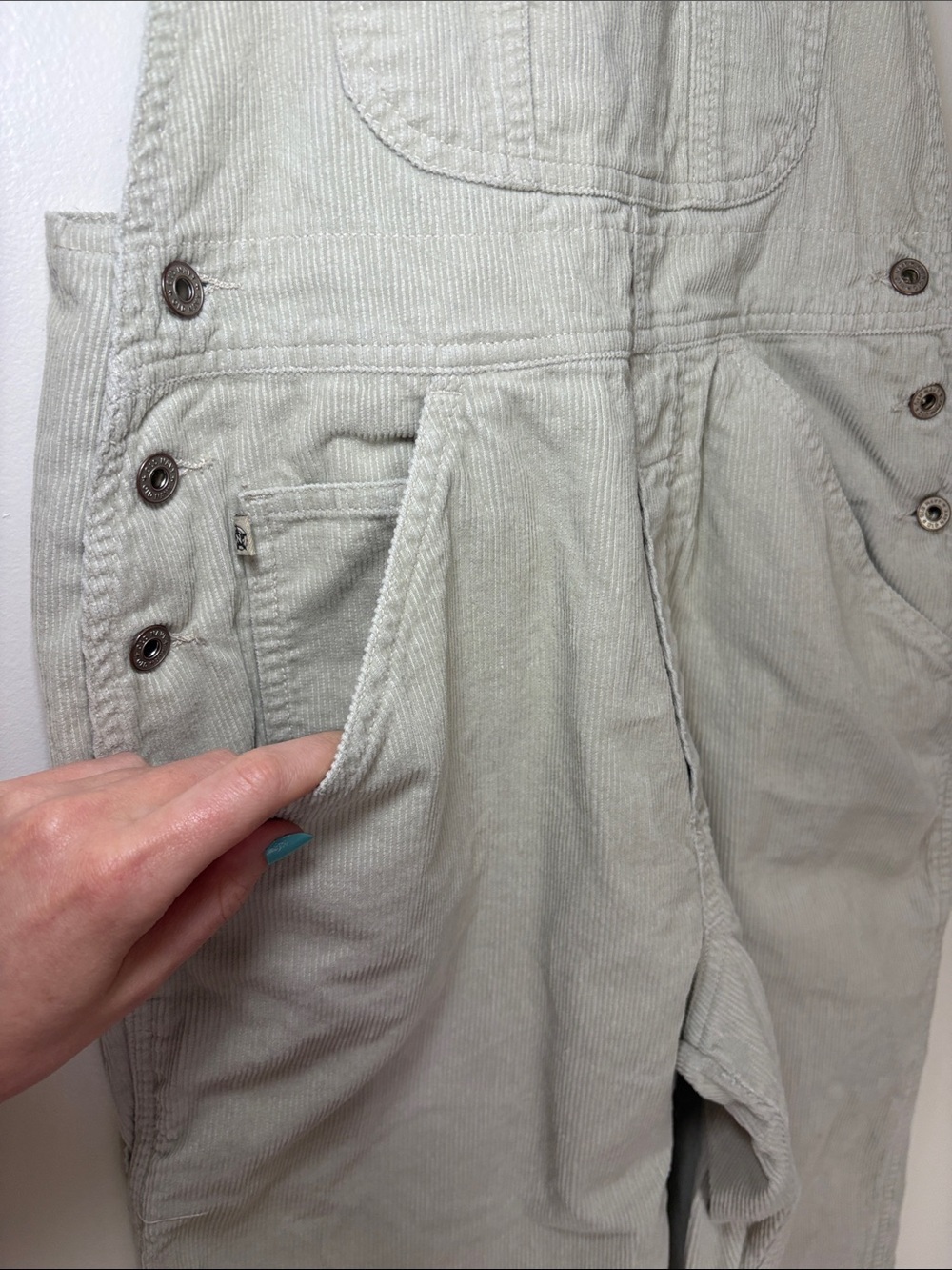 VINTAGE Old Navy Cream Corduroy Overalls Size XS Ribbed Retro Cotton - Picture 4 of 6